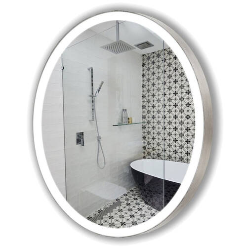 Зеркало J-Mirror Carlotta Inox 90x90 см с LED-подсветкой, рама матовая латунь, фото 2