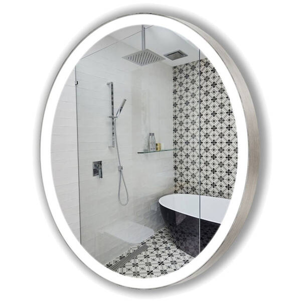 Зеркало J-Mirror Carlotta Inox 90x90 см с LED-подсветкой, рама матовая латунь, фото 2
