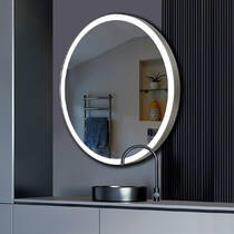 Зеркало J-Mirror Carlotta Inox 90x90 см с LED-подсветкой, рама матовая латунь, фото №1