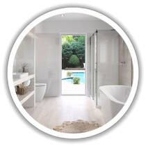 Зеркало J-Mirror Carlotta Inox 90x90 см с LED-подсветкой, рама матовая латунь, фото №3