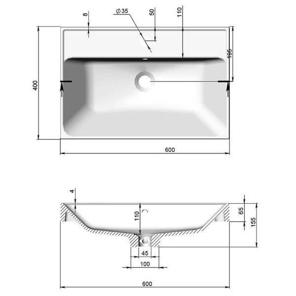 Тумба Аква Родос Fabio консольна кашемір з раковиною Fabio 60 см, фото 9
