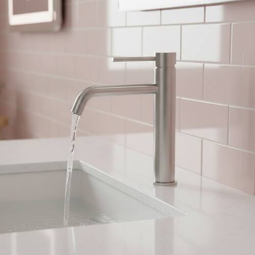 Змішувач для раковини Devit Flow 550533N, високий, нікель матовий, фото 1