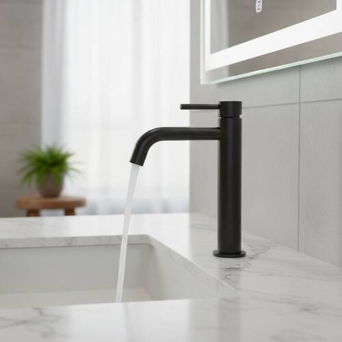 Змішувач для раковини Devit Flow 550536B, високий, чорний матовий