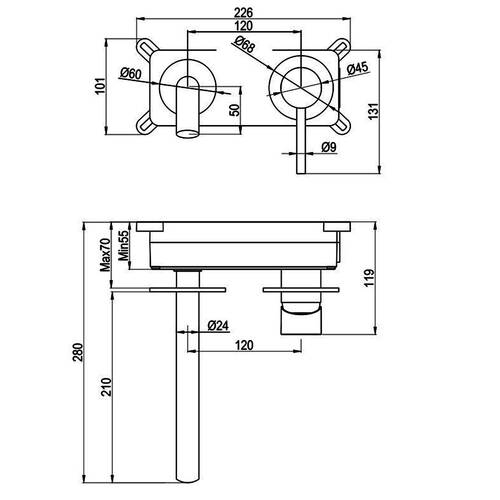 Смеситель скрытого монтажа для раковины Devit Flow 550537C, хром, фото 3