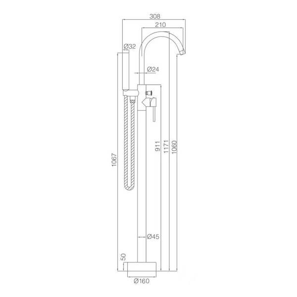 Змішувач для ванни Devit Flow 550538B з душовим набором підлоговий чорний матовий, фото 3
