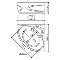 Ванна акриловая WGT Rialto Garda 140x140 см белый глянец, фото №2