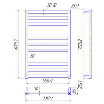 Полотенцесушитель водяной Марио Чикаго 1.2.6100.03 S 800х530/500 сатин, фото №3