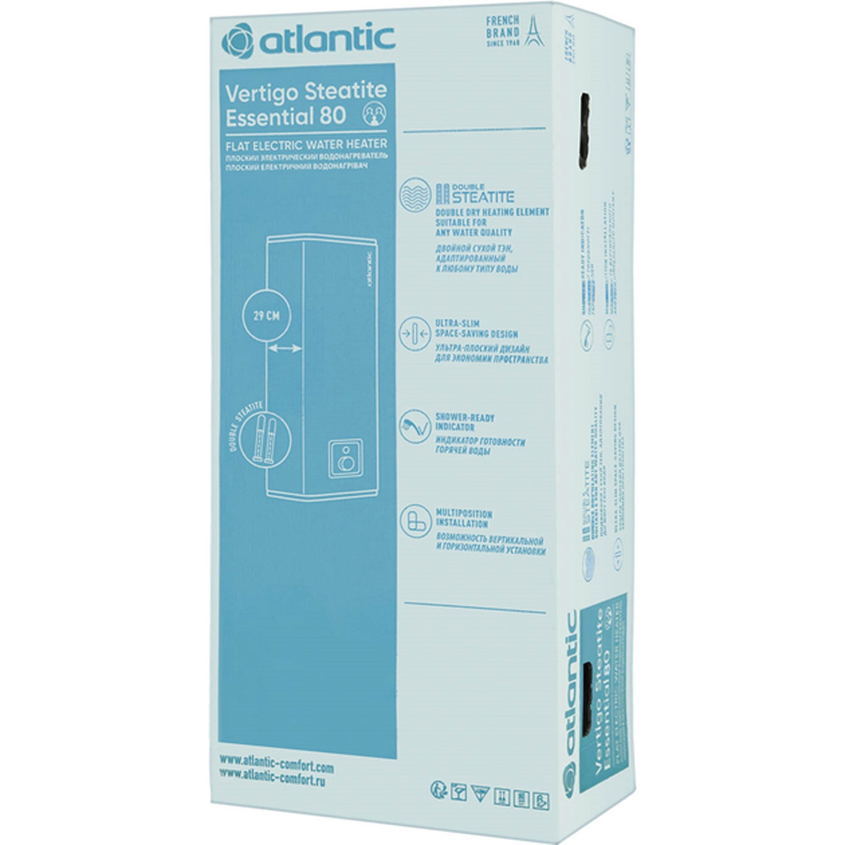 841395 Водонагрівач побутовий електричний Atlantic Vertigo Steatite Essential 80 MP-065 2F 220E-S (1500W) (1 сорт)