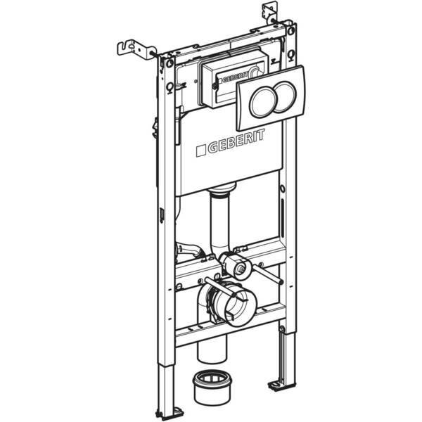 Інсталяція для унітаза Geberit DuofixBasic 458.133.11.3 з кріпленням та клавішою Delta01 білий глянець, фото 2