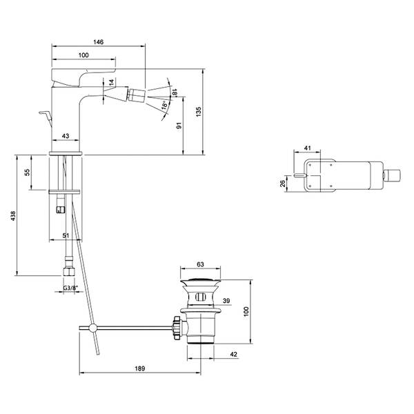 Змішувач для біде Villeroy&Boch Subway 3.0 TVB11200100061 хром, фото 3