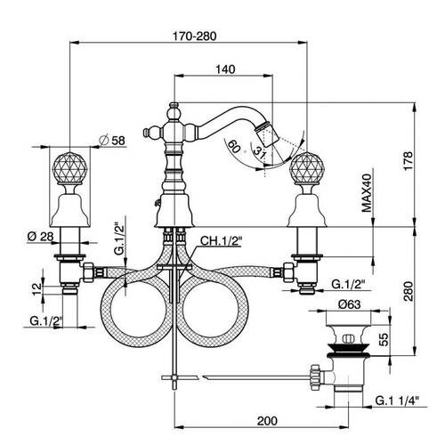 Смеситель для раковины Devit Charlestone CN60107079G, фото 2