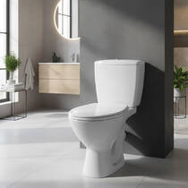 Унитаз компакт Cersanit KASKADA/ATENA 869 010 3/6 с полипропиленовым сиденьем, белый, фото №1