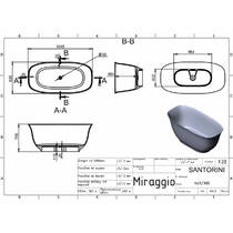 Ванна зі штучного каменю Miraggio Santorini 164,5x80,5 см білий глянець, фото №3