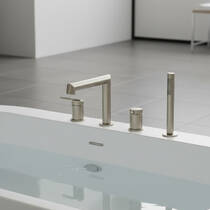 Змішувач для ванни Gessi Gessi316 63537-149 з душовим набором,на борт ванни, нікель матовий, фото №1