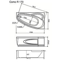 Ванна акриловая WGT Rialto Como 170х100 см правая белый глянец, фото №3