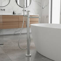 Змішувач для ванни Gessi Anello 63328-031 з душовим набором підлоговий хром, фото №1