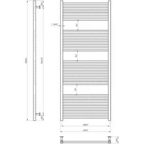 Полотенцесушитель водяной Марио INOX Гера 1500х630/600 полированная нержавеющая сталь, фото 3