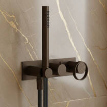 Змішувач прихованого монтажу для душу Gessi Anello 63343-845 з душовим набором темна бронза, фото №1