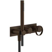 Змішувач прихованого монтажу для душу Gessi Anello 63343-845 з душовим набором темна бронза, фото №2