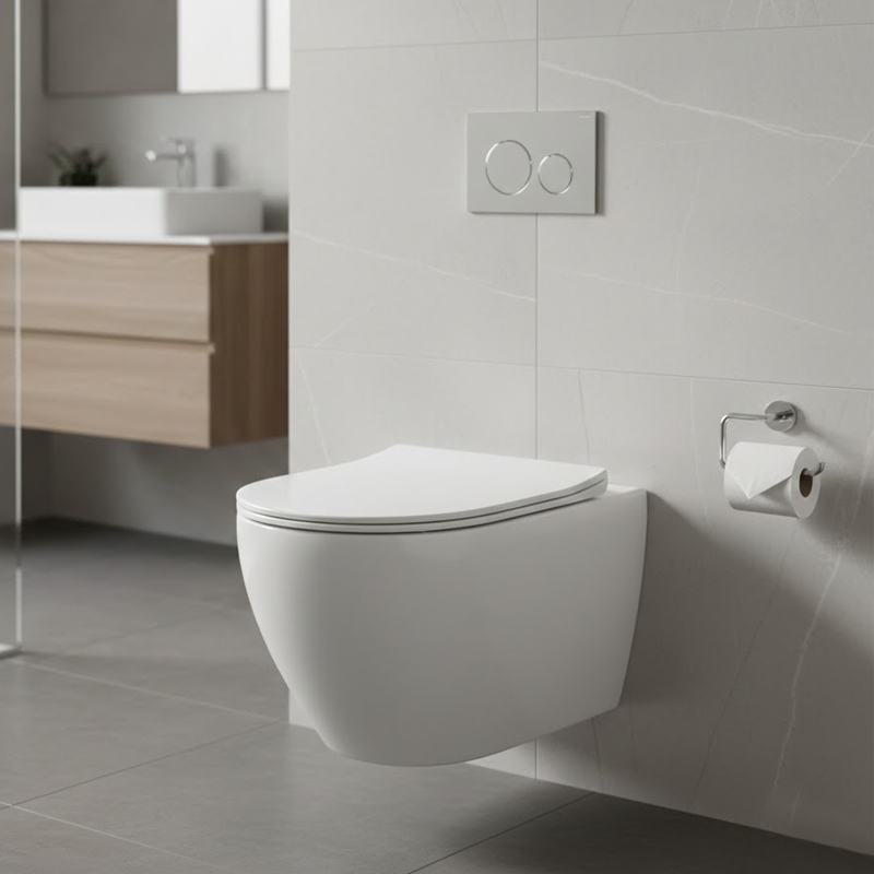 HT-1014C-WHT008 AQUAMOD Унітаз підвісний безобідковий з турбозмивом з кришкою quick-fix, soft-close (1 сорт)