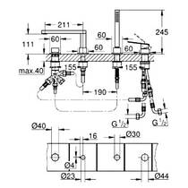 Змішувач для ванни Grohe Plus 29307004 з душовим набором, на борт, хром, фото №3