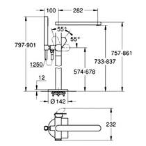 Змішувач для ванни Grohe Plus 23846AL4 підлоговий з душовим набором графіт темний матовий, фото №3