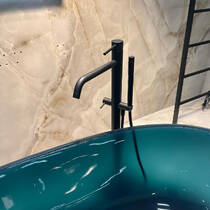 Змішувач для ванни Paffoni Light LIG032NO+LIG030 підлоговий з душовим набором, чорний матовий