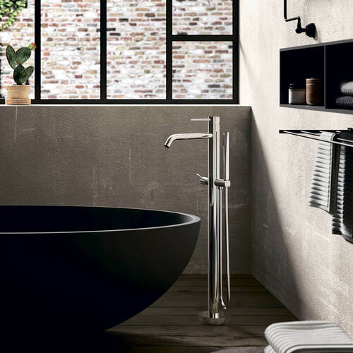 Змішувач для ванни Paffoni Light LIG032CR+LIG030 підлоговий з душовим набором, хром, фото 1