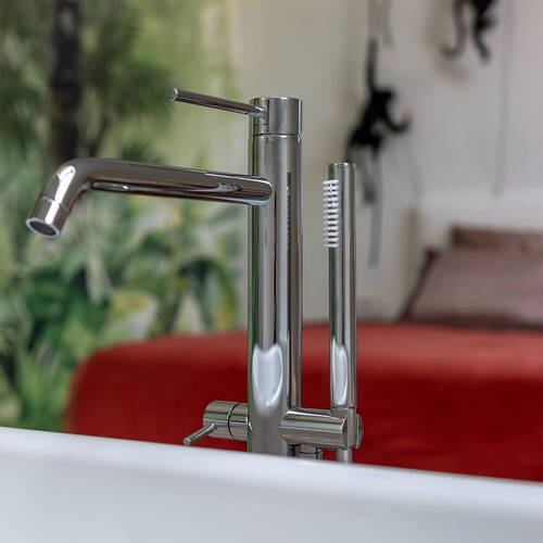 Змішувач для ванни Paffoni Light LIG032CR+LIG030 підлоговий з душовим набором, хром, фото 9