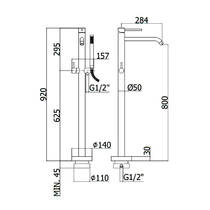 Смеситель для ванны Paffoni Light LIG032CR+LIG030 напольный с душевым набором, хром, фото №3