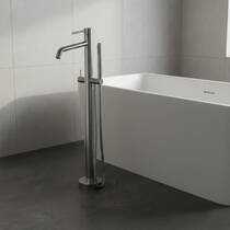 Смеситель для ванны Paffoni Light LIG032ST+LIG030 напольный с душевым набором, сталь, фото №1