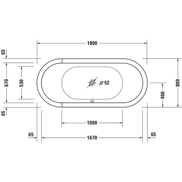 Ванна гідромасажна акрилова Duravit  Starck Bathtub Oval 760010000CE1000 180х80 см, фото 4