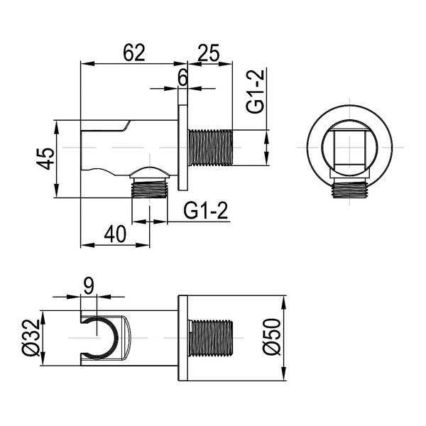 Шлангове підключення Devit Flow D113100000010MB з тримачем ручного душу, чорний матовий, фото 3