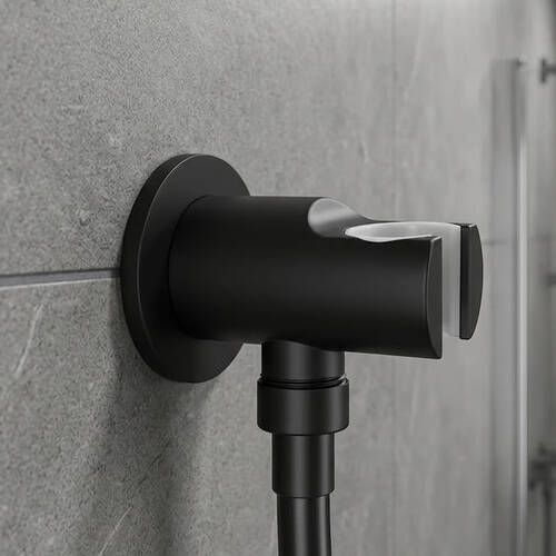 Шлангове підключення Devit Flow D113100000010MB з тримачем ручного душу, чорний матовий, фото 1