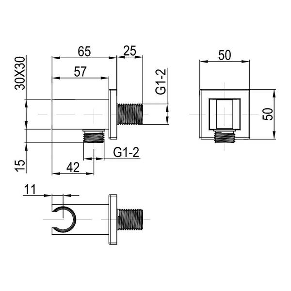 Шлангове підключення Devit Flow D113100000020MB з тримачем ручного душу, чорний матовий, фото 2