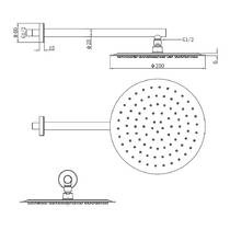 Верхня душова лійка Devit Flow D113000000110BN-1, d=250 мм з кронштейном, brushed nickel, фото №3
