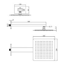 Верхня душова лійка Devit Flow D113000000120C-1, 250x250 мм з кронштейном, хром, фото №3