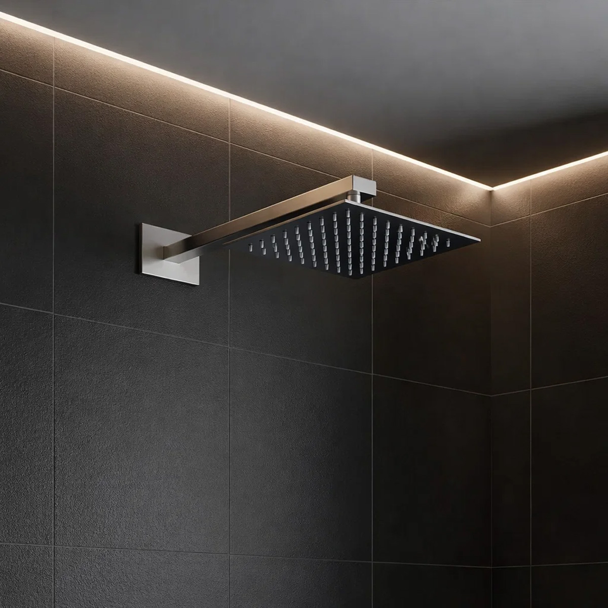 D113000000120BN Flow Верхня душова лійка 250x250 мм з кронштейном, brushed nickel (1 сорт)