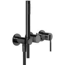 Змішувач прихованого монтажу для душу Gessi Ingranaggio 63545-706 з душовим набором чорний метал матовий, фото №2