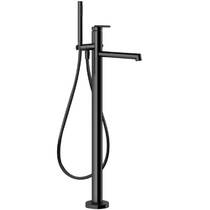 Змішувач для ванни Gessi Ingranaggio 63528-706 підлоговий з душовим набором чорний метал матовий, фото №2