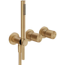 Змішувач прихованого монтажу для душу Gessi Diamantato 70638-726 з душовим набором тепла бронза матовий, фото №2