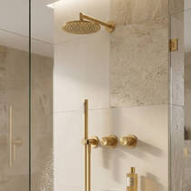 Змішувач прихованого монтажу для душу Gessi Diamantato 70638-726 з душовим набором тепла бронза матовий, фото №1