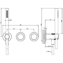 Змішувач прихованого монтажу для душу Gessi Diamantato 70638-845 з душовим набором темна бронза матовий, фото №3