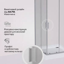 Душевая кабина AM.PM Gem Square Slide W90UG-403-9090MT 90x90 см, прозрачное стекло, профиль матовый хром, фото №7