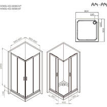 Душевая кабина AM.PM Gem Square Slide W90UG-403-9090MT 90x90 см, прозрачное стекло, профиль матовый хром, фото №3