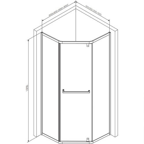 Душевая кабина AM.PM Gem 5-corner Pivot W90UG-405-9090-MT 90x90 см, прозрачное стекло, профиль матовый хром, фото 3