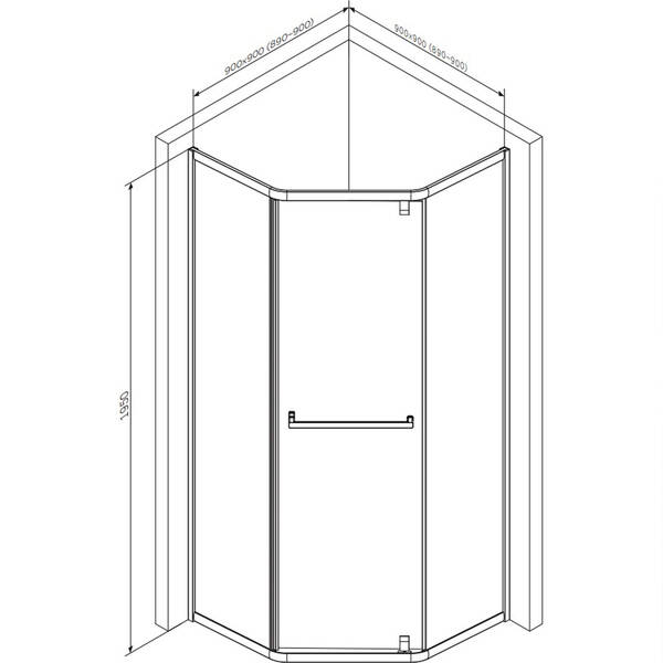 Душевая кабина AM.PM Gem 5-corner Pivot W90UG-405-9090-MT 90x90 см, прозрачное стекло, профиль матовый хром, фото 3