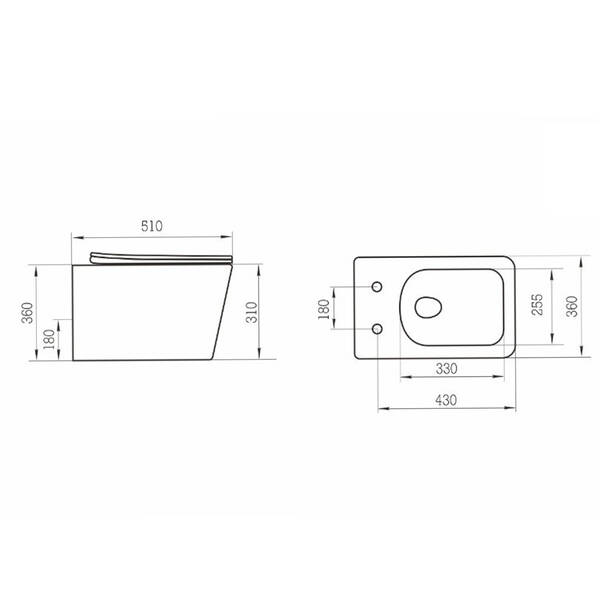 DBS71051111W Balance Square Підвісний безобідковий унітаз з кришкою soft-close, Vortex Flush, білий глянець ###