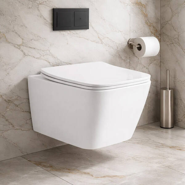 DBS71051111W Balance Square Підвісний безобідковий унітаз з кришкою soft-close, Vortex Flush, білий глянець ### — фото 3