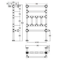 Полотенцесушитель электрический Margaroli 9-500 Armonia 1042х600 150 Вт, золото, фото №3